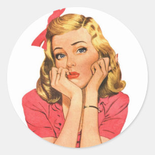 Vintage Retro Women Advertisement Girl Girl 'Spela Runt Klistermärke