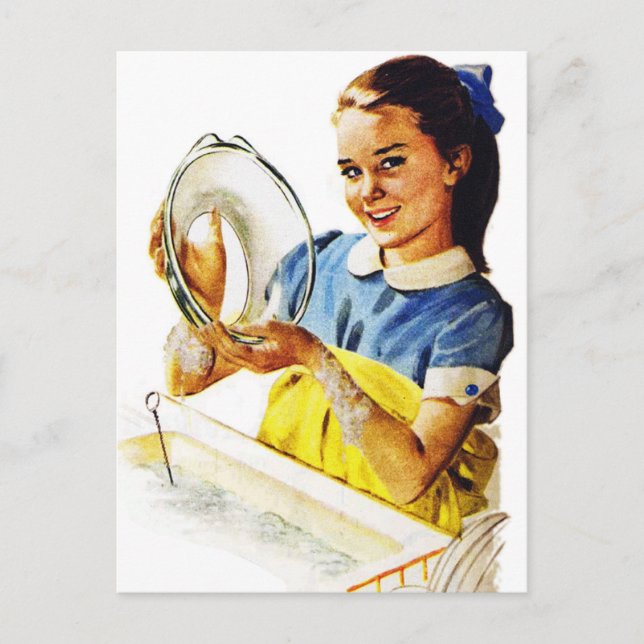 Vintage Retro Women Girl. Vykort (Framsida)