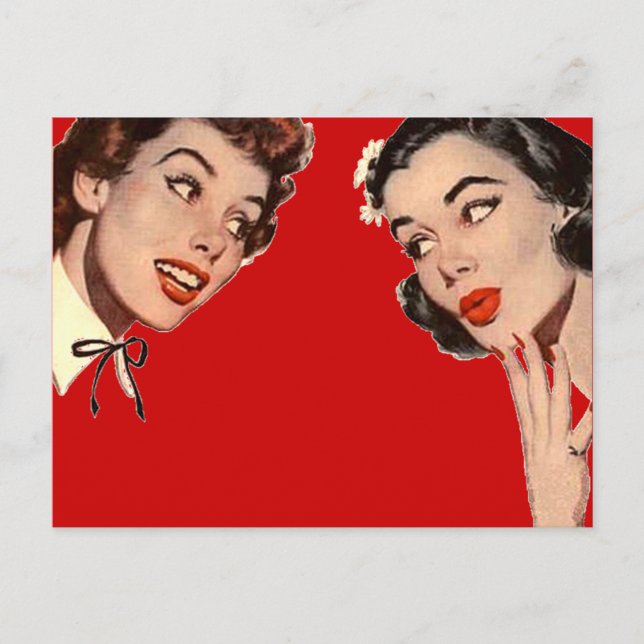 Vintage Retro Women Gossips Vykort (Framsida)