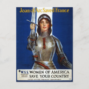 Vintage Retro Women Joan of Arc Saved Frankrike Vykort
