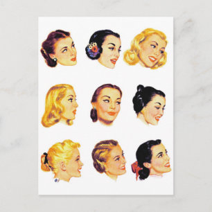 Vintage Retro Women Kitsch 50s chef Porträtt Vykort