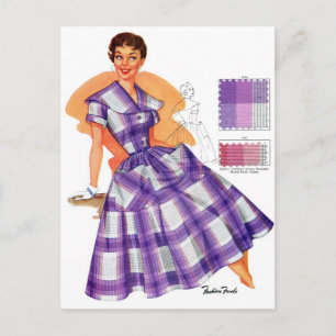 Vintage Retro Women Mode Frock Play Ad Vykort