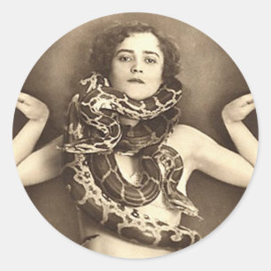 Vintage Retro Women Sideshow Snake Charmer Runt Klistermärke