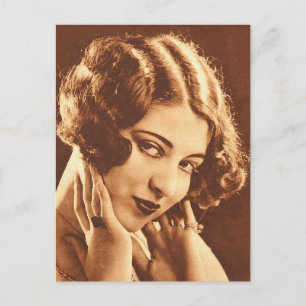 Vintage Retro Women Silent Film Star Vykort
