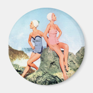 Vintage Retro Women Swimeves och Simma Caps också! Magnet