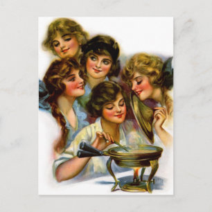 Vintage Retro Women Victorian Gibson Girl Girls Vykort