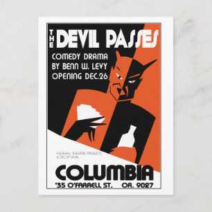Vintage retro WPA Uppspelningen av teatern Djävule Vykort