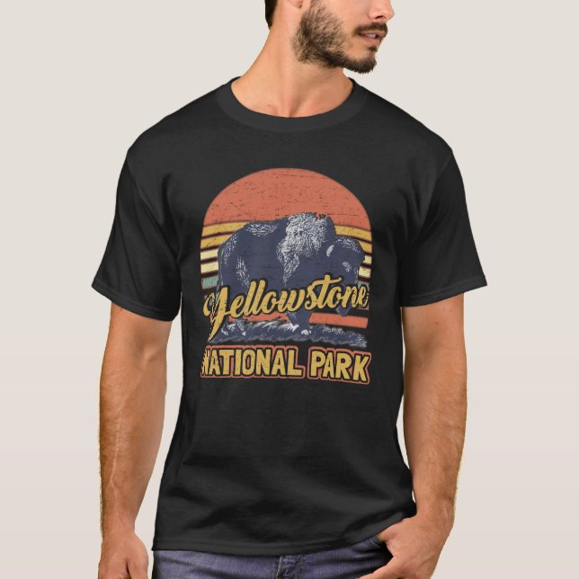 Vintage Retro Yellowstone nationalpark T Shirt (Framsida)