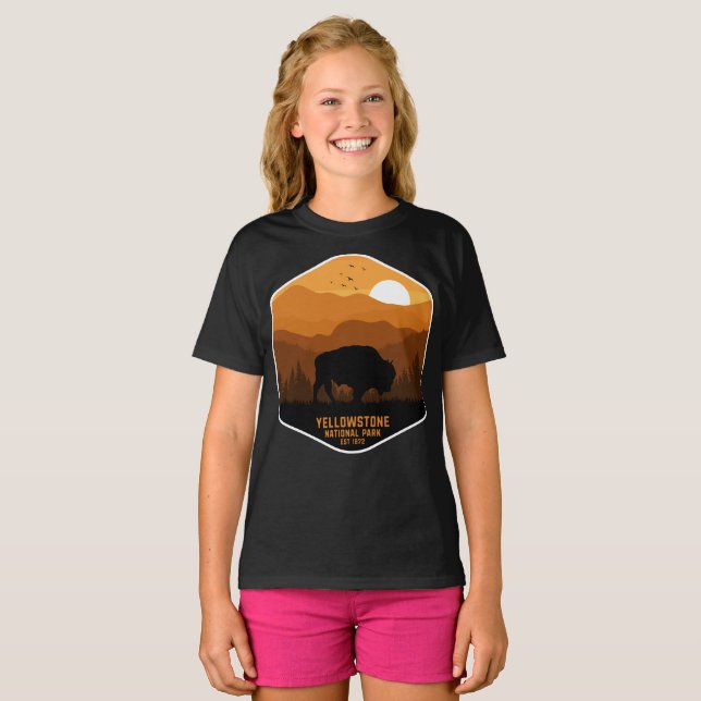 Vintage Retro Yellowstone nationalpark Wyoming T Shirt (Hel framsida)