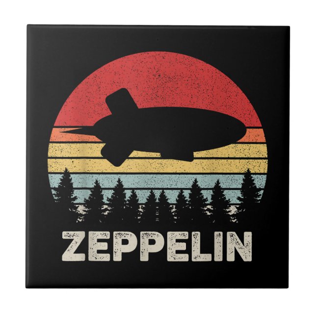 Vintage Retro Zeppelin Tröja Dirigible Luftskepp Kakelplatta (Framsidan)