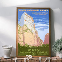 Vintage Retro Zion National Park Travel