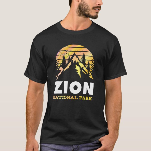 Vintage Retro Zion National Park Utah T Shirt (Framsida)