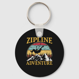 Vintage Retro Zipline Äventyr Matching Zipline Nyckelring