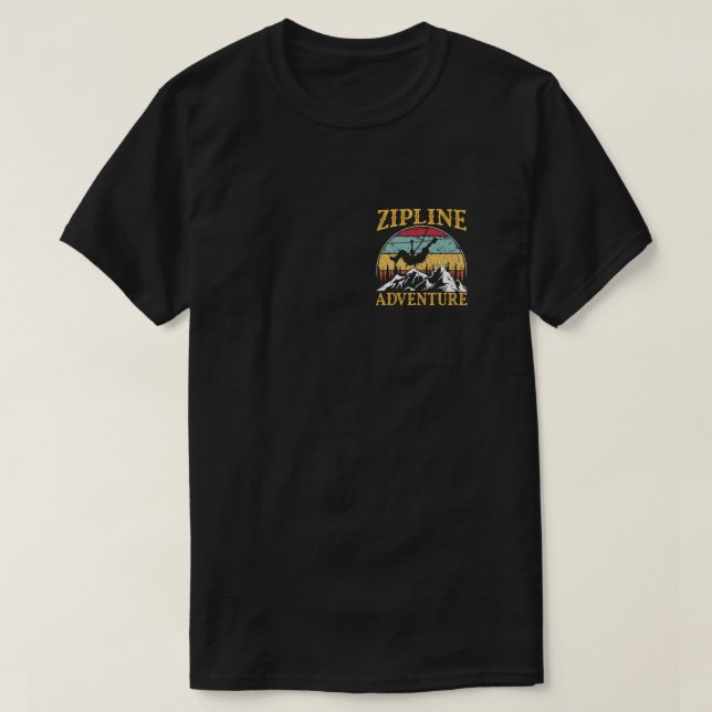 Vintage Retro Zipline Äventyr Matching Zipline T Shirt (Design framsida)