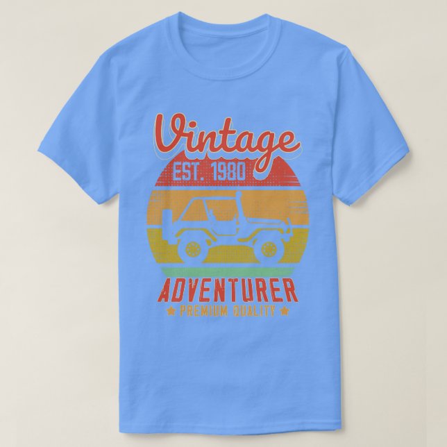 Vintage RetroAdventurer Est 1980 Birthday Gift T Shirt (Design framsida)