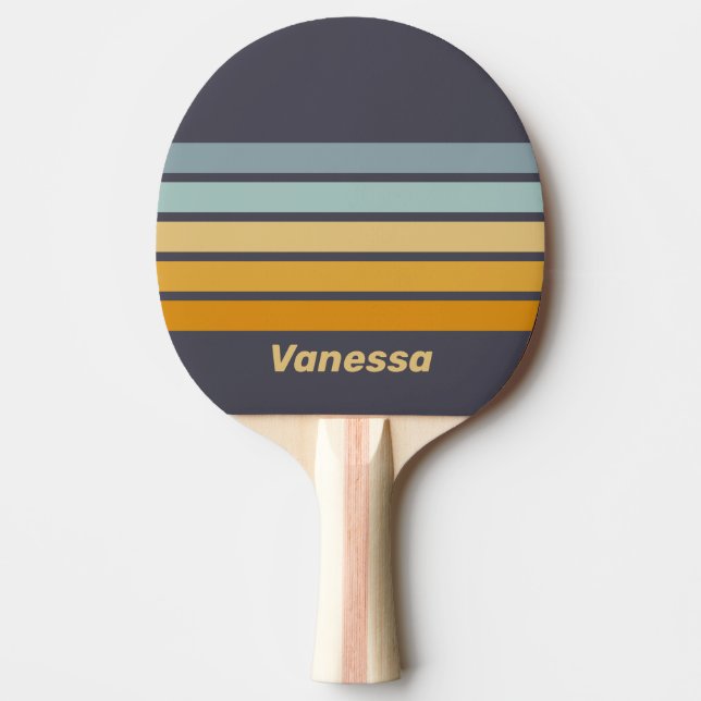 Vintage Retrograd Regnbåge Tvärgående Randig & Nam Pingisracket (Framsidan)