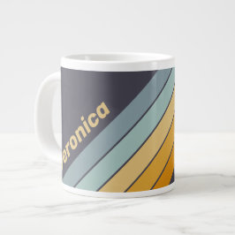 Vintage Retrograd Regnbågsränder med namn Jumbo Mugg