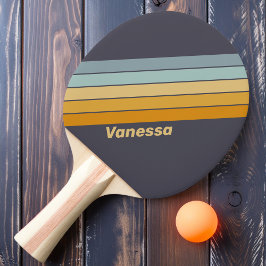 Vintage Retrograd Regnbågsrandig med Namn Pingisracket