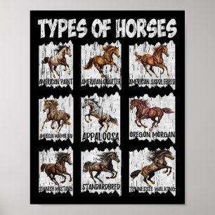 Vintage Retrotyper av hästar Poster