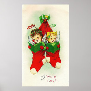 Vintage Retur spädbarn som sjunger julposter Poster