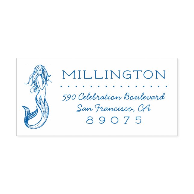 Vintage Returadress för mytisk Sjöjungfru Självfärgande Stämpel (Design)