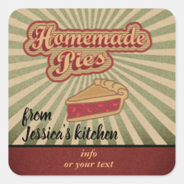 Vintage retypografi homemade paj fyrkantigt klistermärke