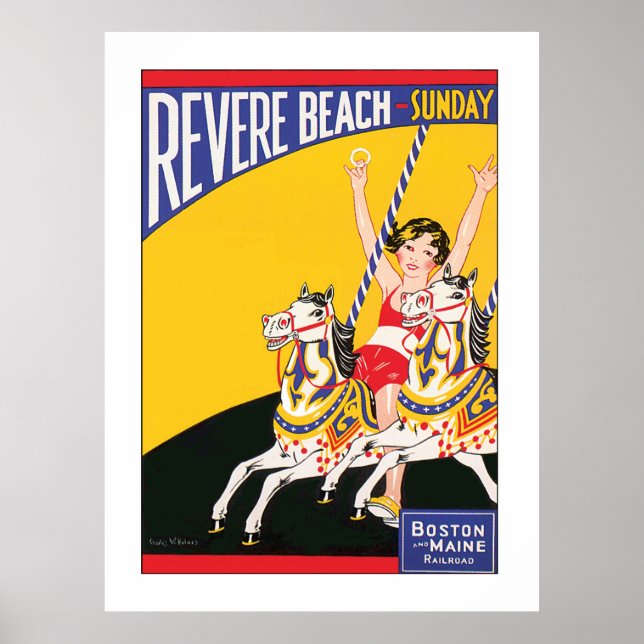Vintage Revere Beach Carousel Nostalgic Travel Poster (Framsidan)