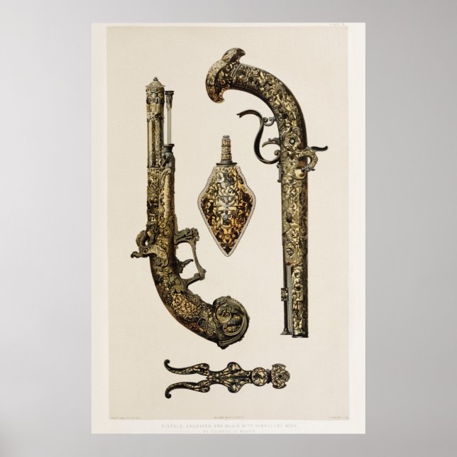 Vintage Revolver Illustration Poster (Framsidan)