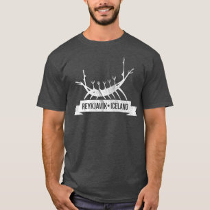 Vintage Reykjavik-Island med Viking Frakt Art T Shirt