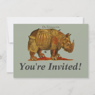 Vintage Rhino Durer's Rhinoceros Antique Inbjudningar