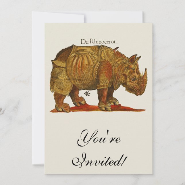 Vintage Rhino Durer's Rhinoceros Antique Inbjudningar (Framsida)