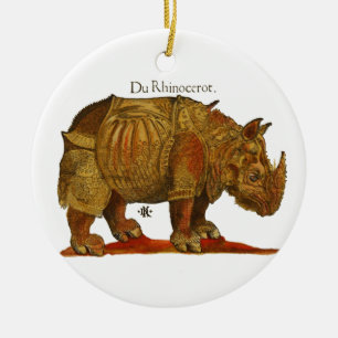 Vintage Rhino Durer's Rhinoceros Antique Julgransprydnad Keramik
