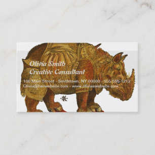 Vintage Rhino Durer's Rhinoceros Antique Visitkort