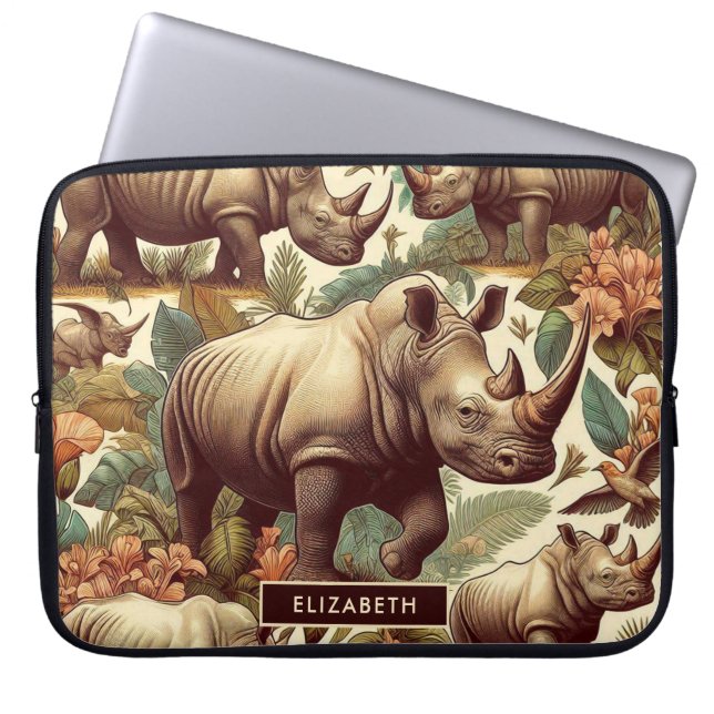 Vintage Rhino Seamless Laptop Fodral (Framsidan)