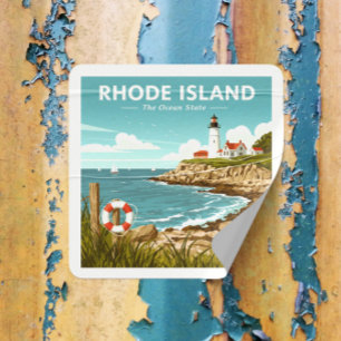 Vintage Rhode island Fyrkantigt Klistermärke