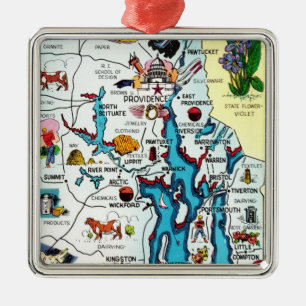 Vintage Rhode Island-karta Ornament