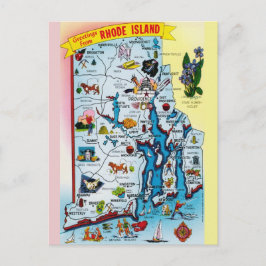 Vintage Rhode Island-karta vykort
