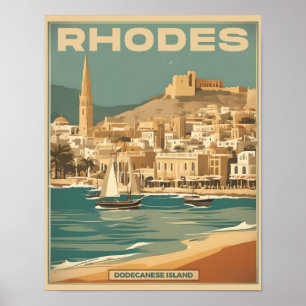 Vintage Rhodes Greece - Rhodes Island greece resa Poster