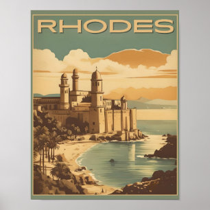 Vintage Rhodes Greece - Rhodes Island greece resa Poster