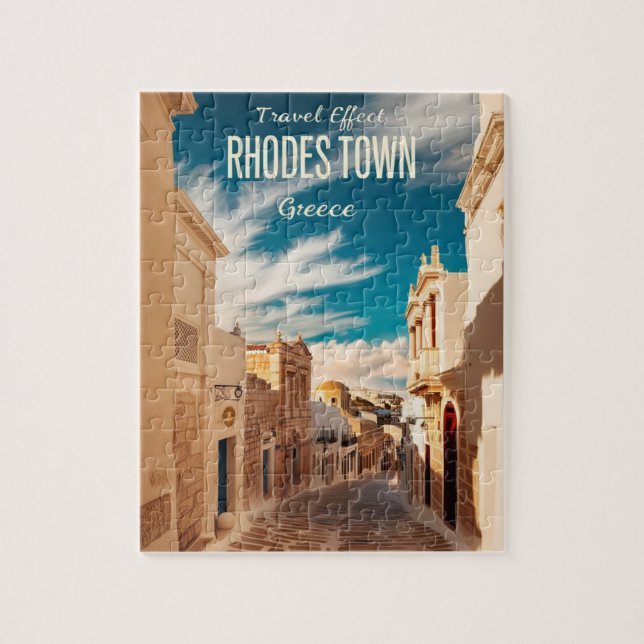 Vintage Rhodes Town Greece Travel Art Pussel (Vertikal)