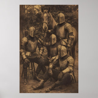Vintage Riddare & Häst Porträtt Medeltida Gotisk Poster