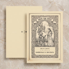 Vintage Riddare Medeltida Skiss Spara Datum Kort