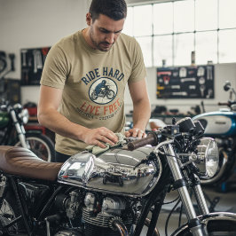 Vintage "Ride Hard Live Free" Custom Motorcycle T Shirt