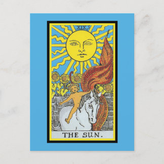 Vintage Rider väntar på Sol-Tarot Card-design Vykort