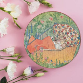 Vintage Rie Cramer Nyfödd bebis Runt Klistermärke