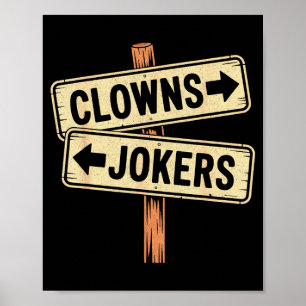 Vintage riktning clowner till vänster joker åt poster