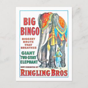 Vintage Ringling Bros Circus Ad - Giant Elephant Vykort