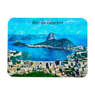 Vintage Rio de Janeiro Akvarellmålning Magnet