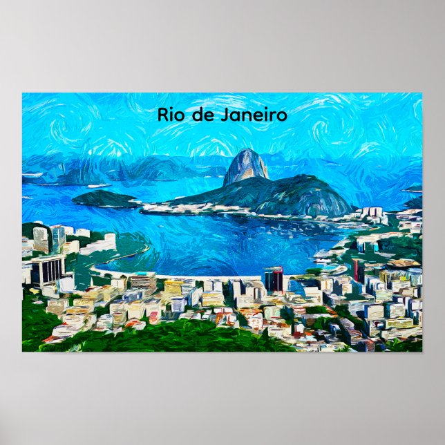 Vintage Rio de Janeiro akvarellmålning Poster (Framsidan)