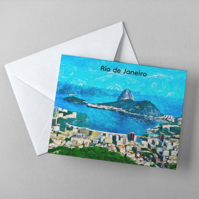 Vintage Rio de Janeiro akvarellmålning Vykort (Vintage Rio de Janeiro Watercolor Painting Postcard)